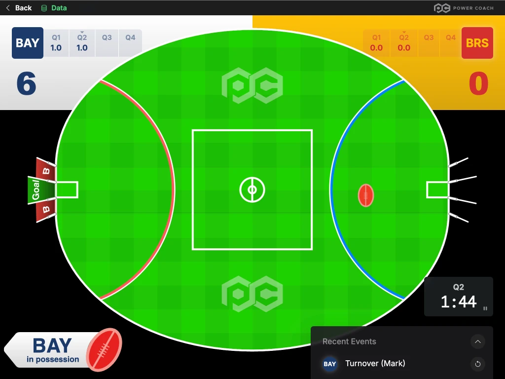 Live field view — track possession in real time